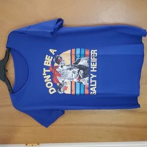 Womens Blue Short Sleeve "Don't Be A Salty Heifer" T-shirt